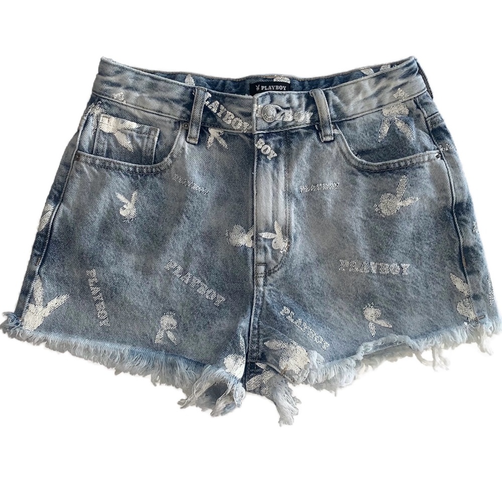PLAYBOY Pacsun Light Print Denim Cutoff Shorts Size 25